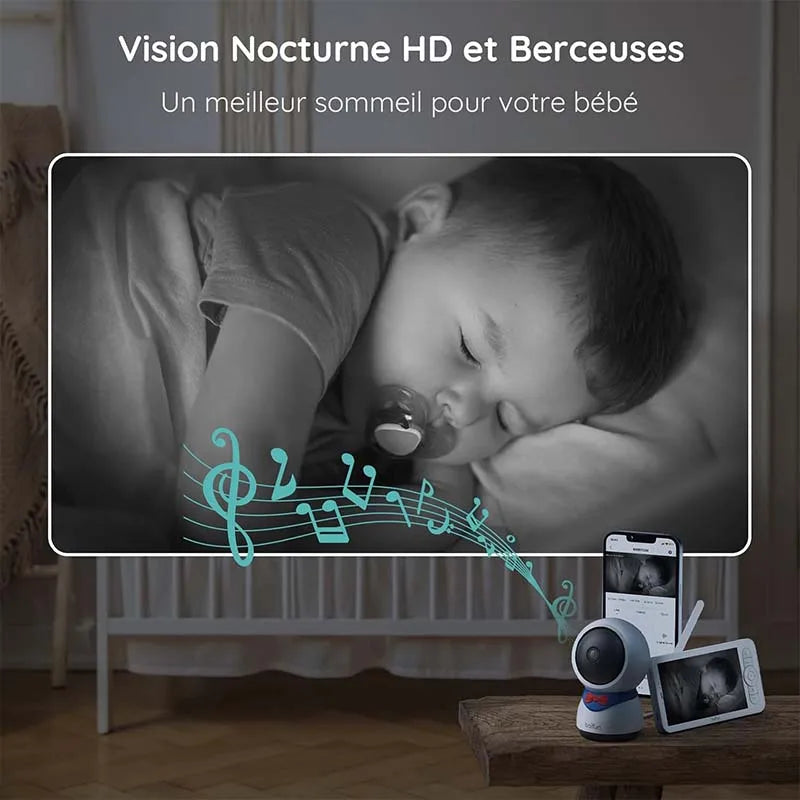 BOIFUN 5&quot; Baby Monitor – 1080P PTZ Camera &amp; Tracking