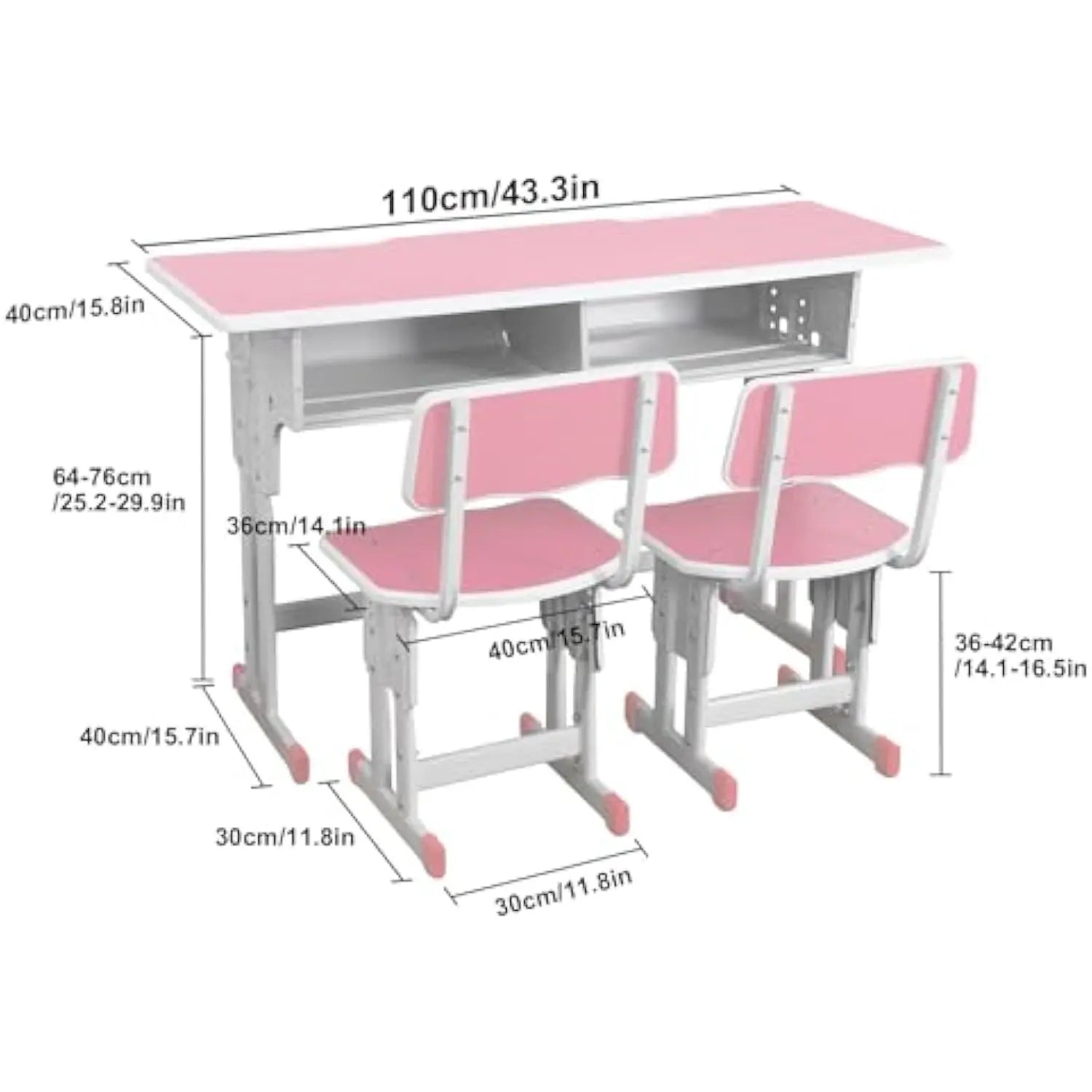 Kids Study Desk Set – Adjustable Table with Storage