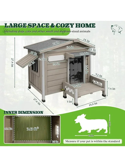 Weatherproof Dog House – Indoor/Outdoor w/ Iron Frame