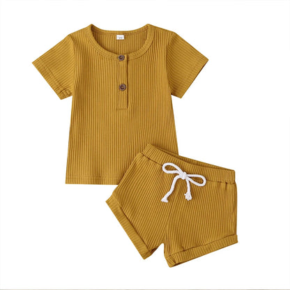 Baby Knitwear Set – Summer Tee &amp; Shorts for Toddlers