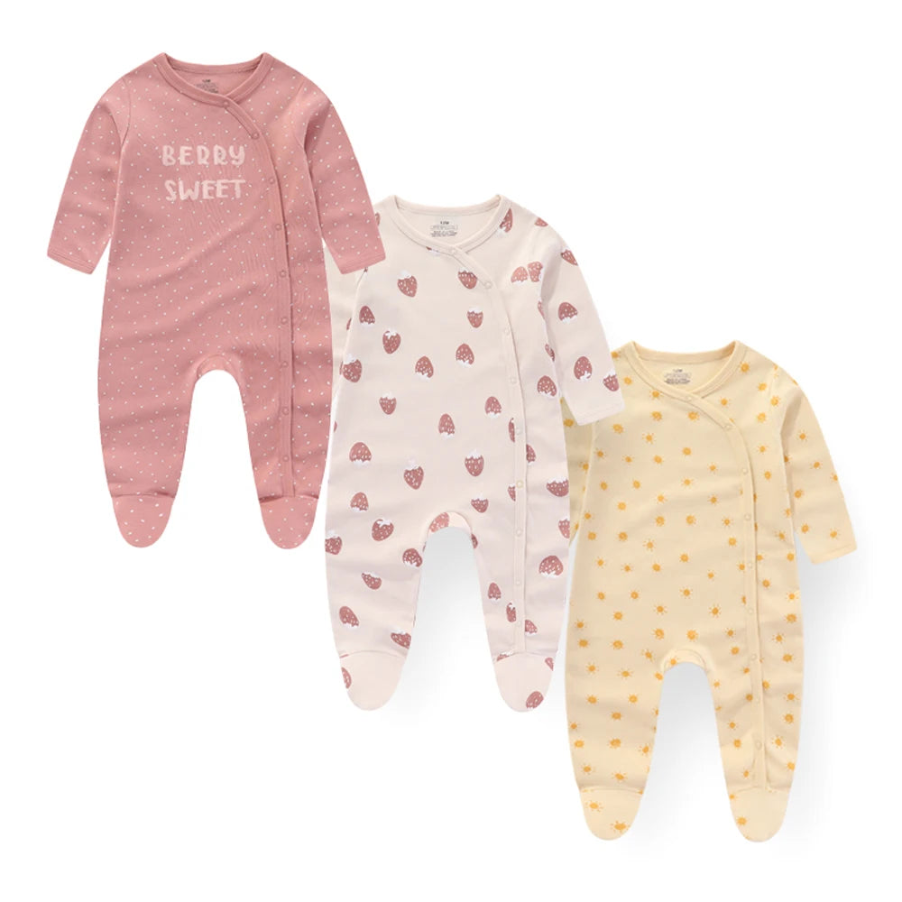 3-Piece Baby Girl Set – Cotton Romper for Fall/Winter