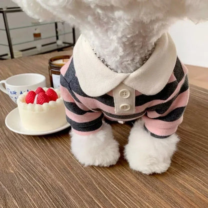 Striped Dog Polo Shirt – Soft Summer Outfit for Puppies