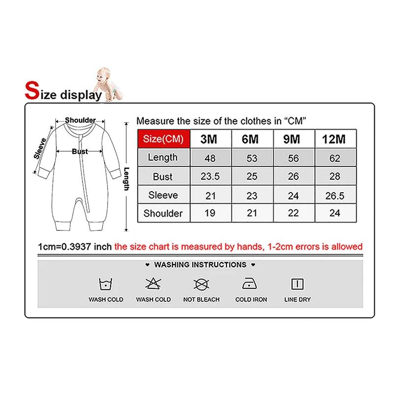 3-Pack Baby Rompers – Cotton Zippered Fall/Winter Set