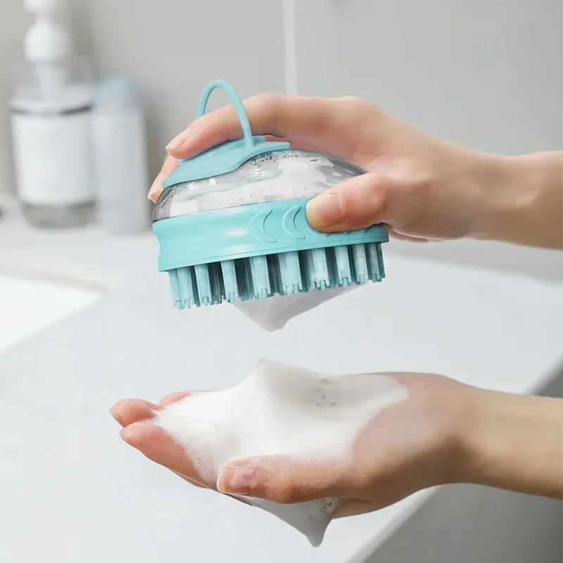 Dog Bath Brush – Silicone Grooming with Soap Dispenser