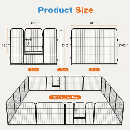 JHK 16-Panel Dog Playpen – Indoor &amp; Outdoor Use