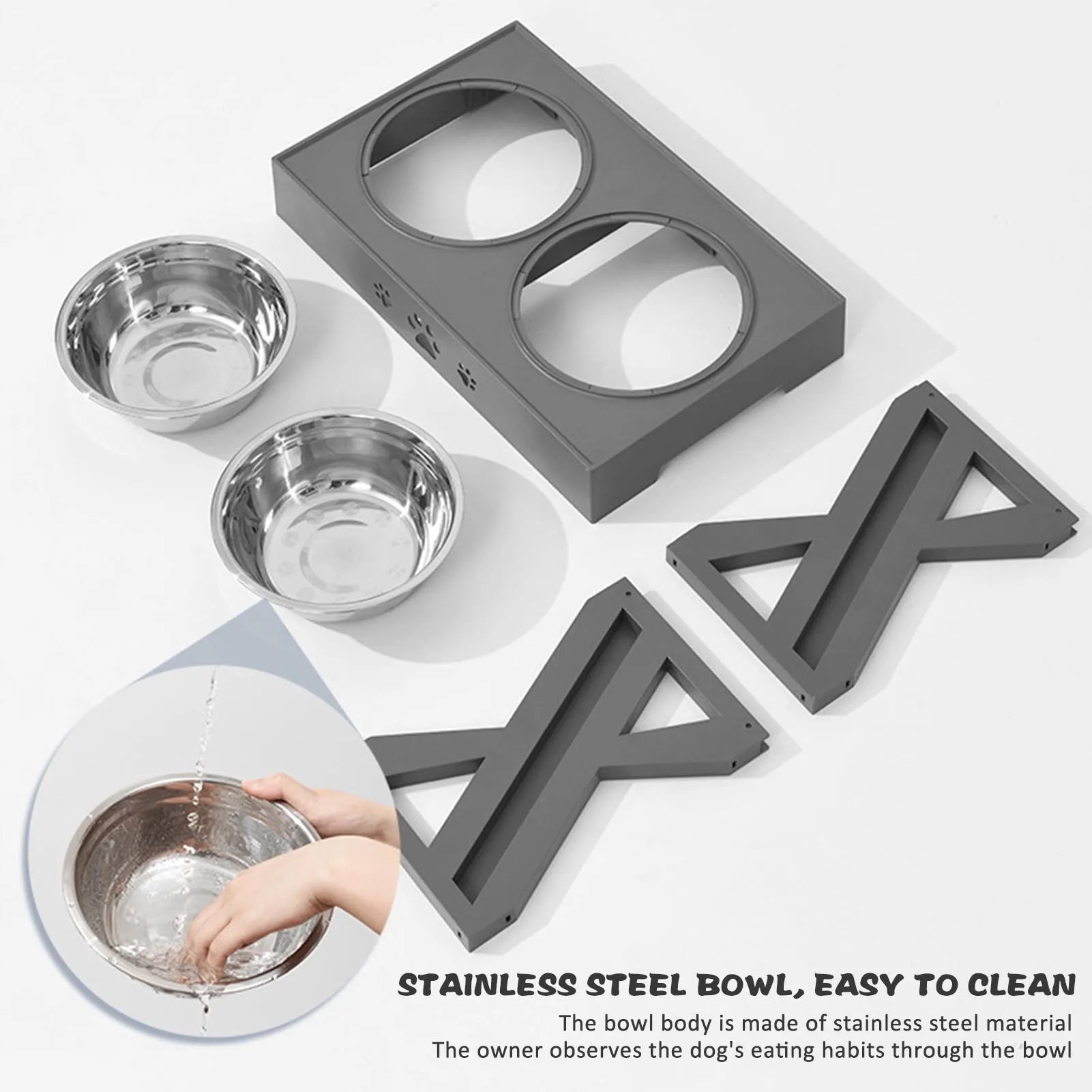 Stainless Steel Elevated Dog Bowl – Non-Slip Design
