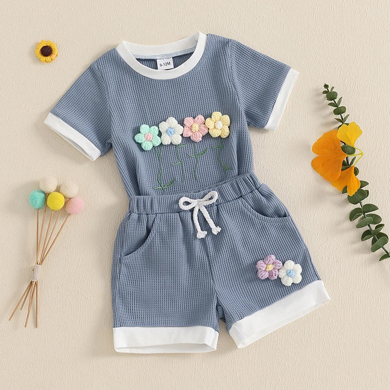 Toddler Girl Floral Set – Summer Top &amp; Shorts