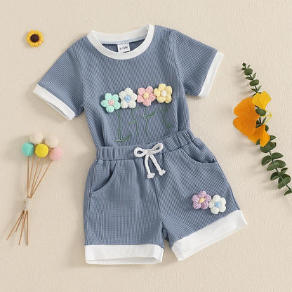 Toddler Girl Floral Set – Summer Top &amp; Shorts