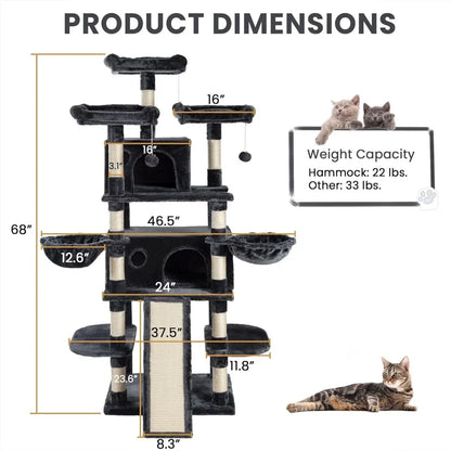 Significant 68” Cat Tree – Multiple Levels