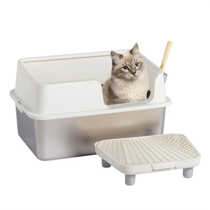 XL Stainless Steel Litter Box – High Sides &amp; Lid