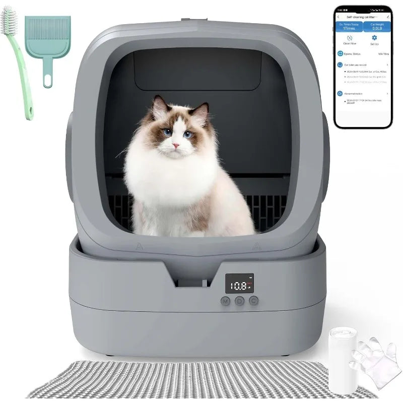 Smart Self-Cleaning Litter Box – APP &amp; Weight Monitor