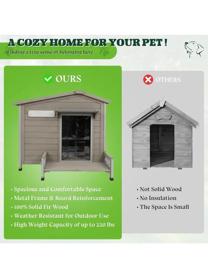 Weatherproof Dog House – Indoor/Outdoor w/ Iron Frame