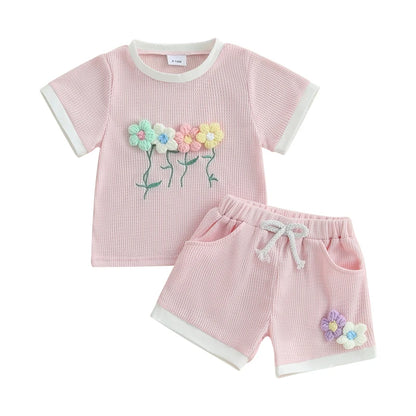 Toddler Girl Floral Set – Summer Top &amp; Shorts