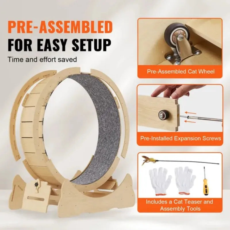 Large Cat Exercise Wheel – Indoor Treadmill w/ Carpet
