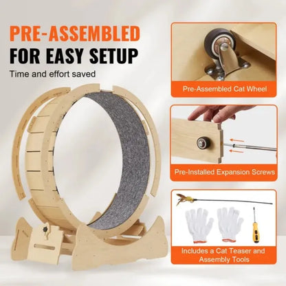 Large Cat Exercise Wheel – Indoor Treadmill w/ Carpet