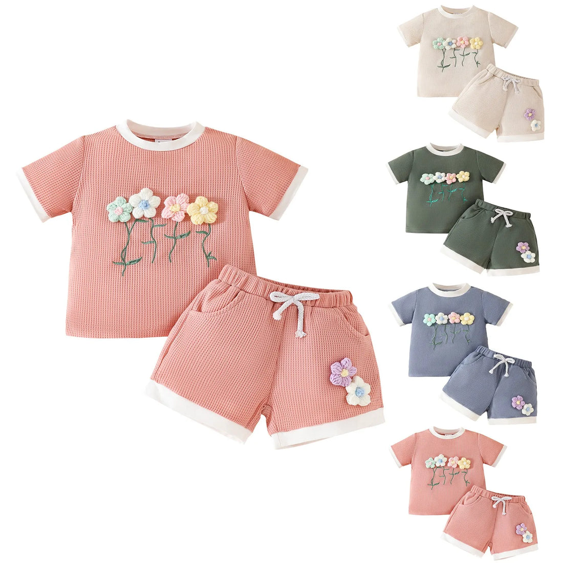 2-Piece Toddler Girl Outfit – Cotton Tee &amp; Shorts Set