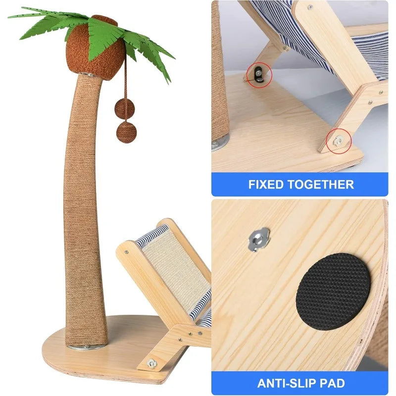Palm-Shaped Scratching Post with Bed – For Indoor Cats