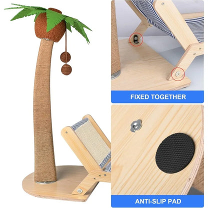 Palm-Shaped Scratching Post with Bed – For Indoor Cats