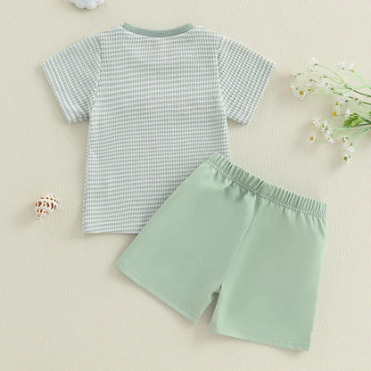 Baby Boy Summer Set – Animal Tee &amp; Plaid Shorts