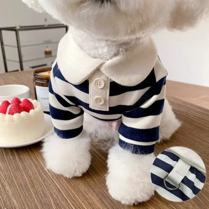 Striped Dog Polo Shirt – Soft Summer Outfit for Puppies