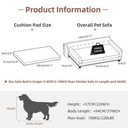 Luxury Raised Sofa for Dogs – Microfiber Leather and Cushion