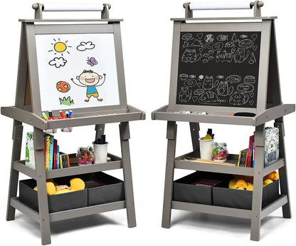 3-in-1 Kids Art Easel – Chalkboard, Whiteboard &amp; Paper