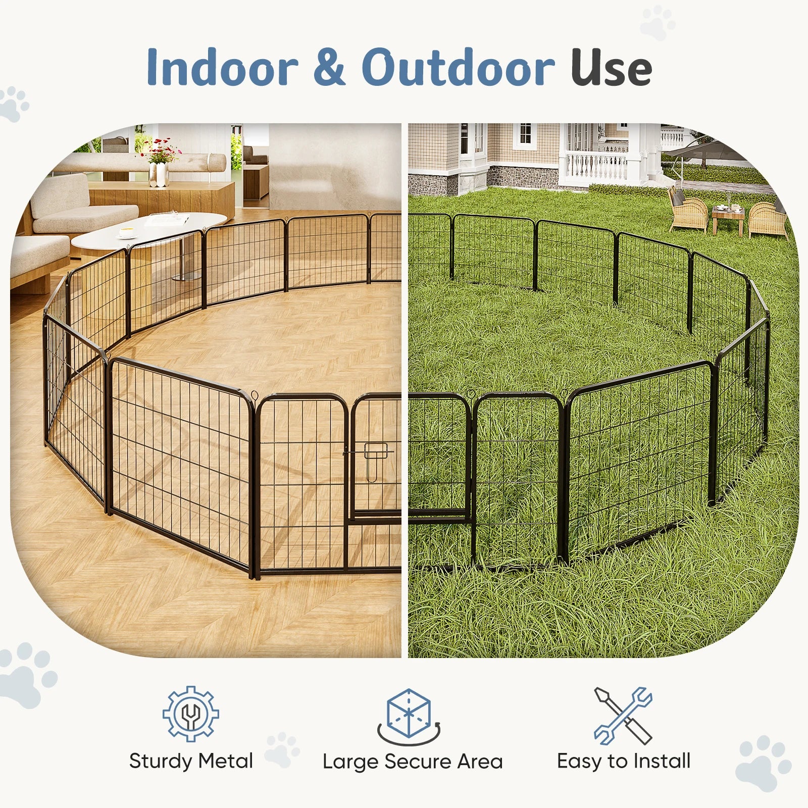 JHK 16-Panel Dog Playpen – Indoor &amp; Outdoor Use
