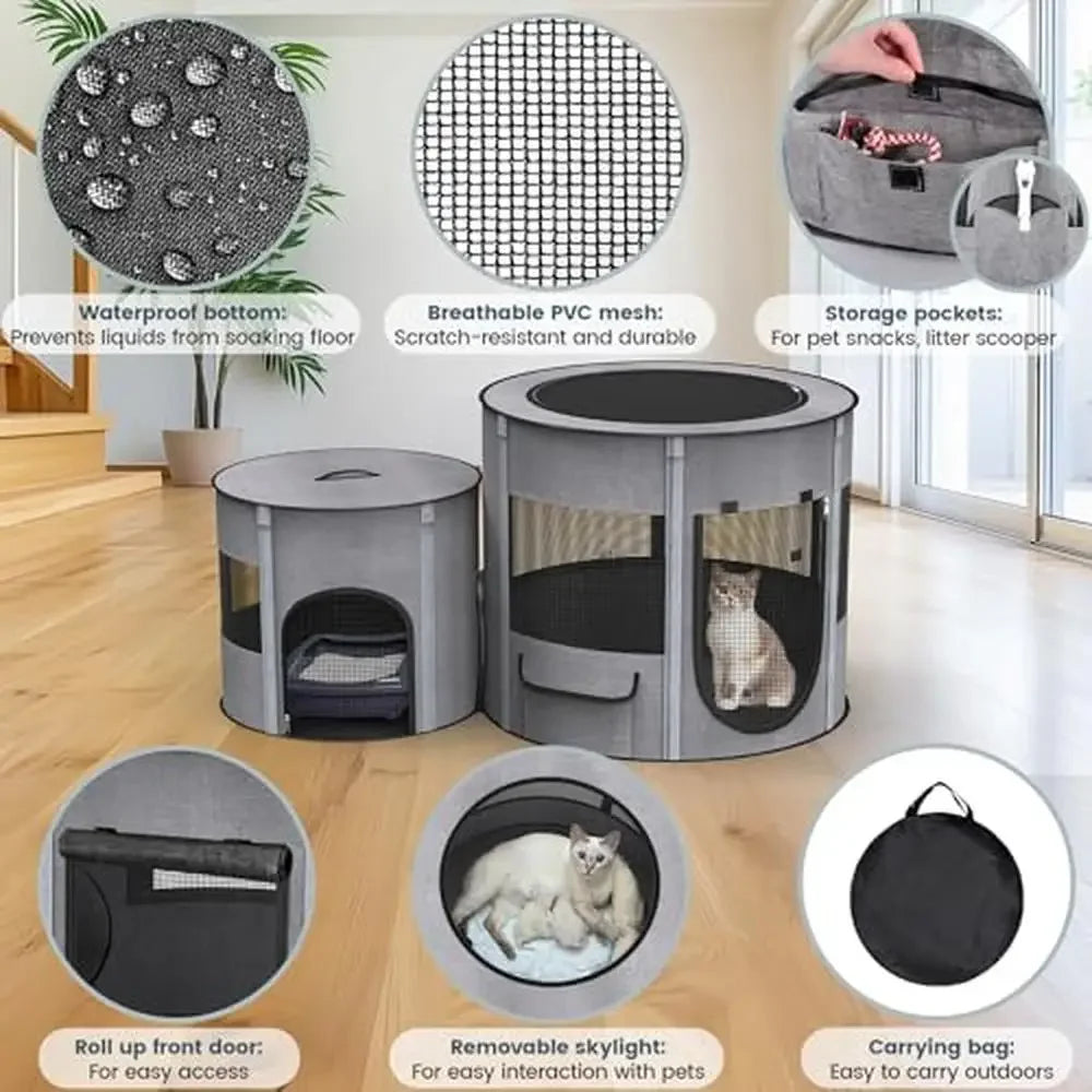 3-in-1 Foldable Pet Playpen – Tunnel &amp; Tent Combo