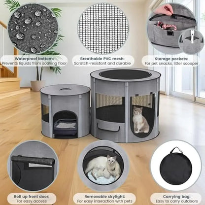 3-in-1 Foldable Pet Playpen – Tunnel &amp; Tent Combo