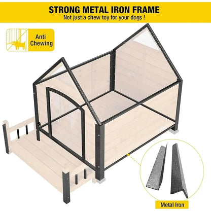 Waterproof Dog Kennel with Porch – Bite-Proof &amp; Elevated