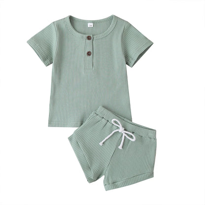 Baby Knitwear Set – Summer Tee &amp; Shorts for Toddlers