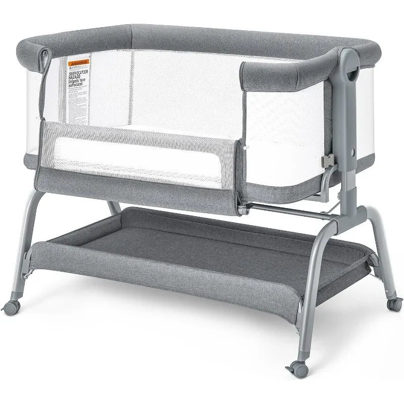 3-in-1 Bedside Bassinet – Adjustable with Soft Mattress
