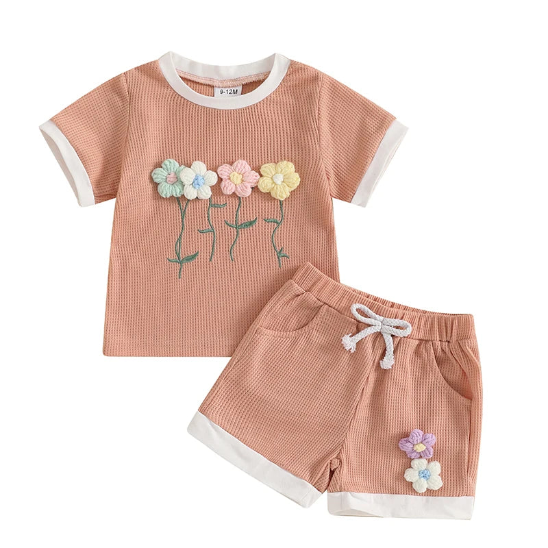 Toddler Girl Floral Set – Summer Top &amp; Shorts