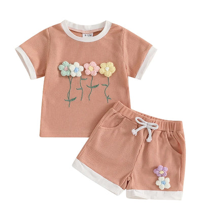 Toddler Girl Floral Set – Summer Top &amp; Shorts