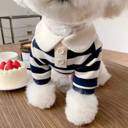Striped Dog Polo Shirt – Soft Summer Outfit for Puppies