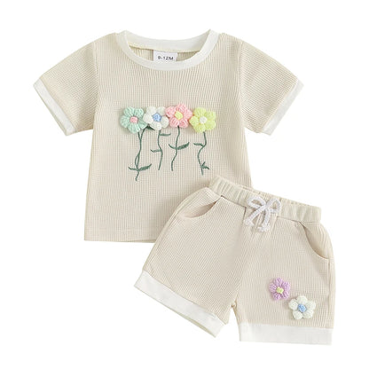 Toddler Girl Floral Set – Summer Top &amp; Shorts