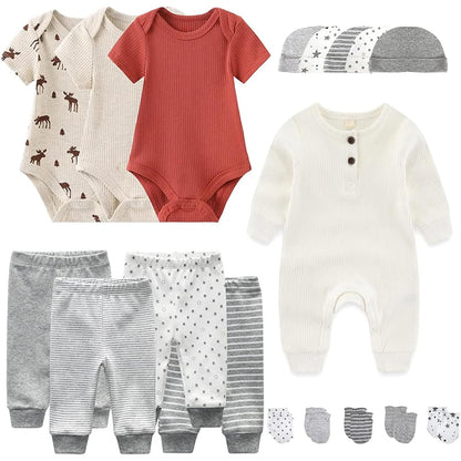 18-Piece Unisex Newborn Set – 100% Cotton Essentials