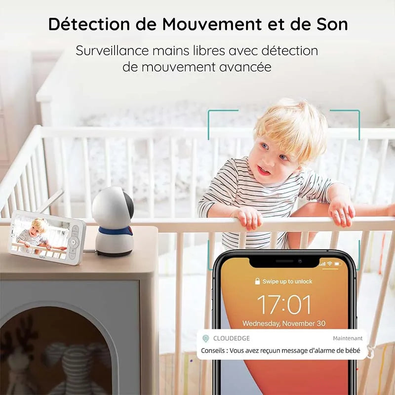 BOIFUN 5&quot; Baby Monitor – 1080P PTZ Camera &amp; Tracking