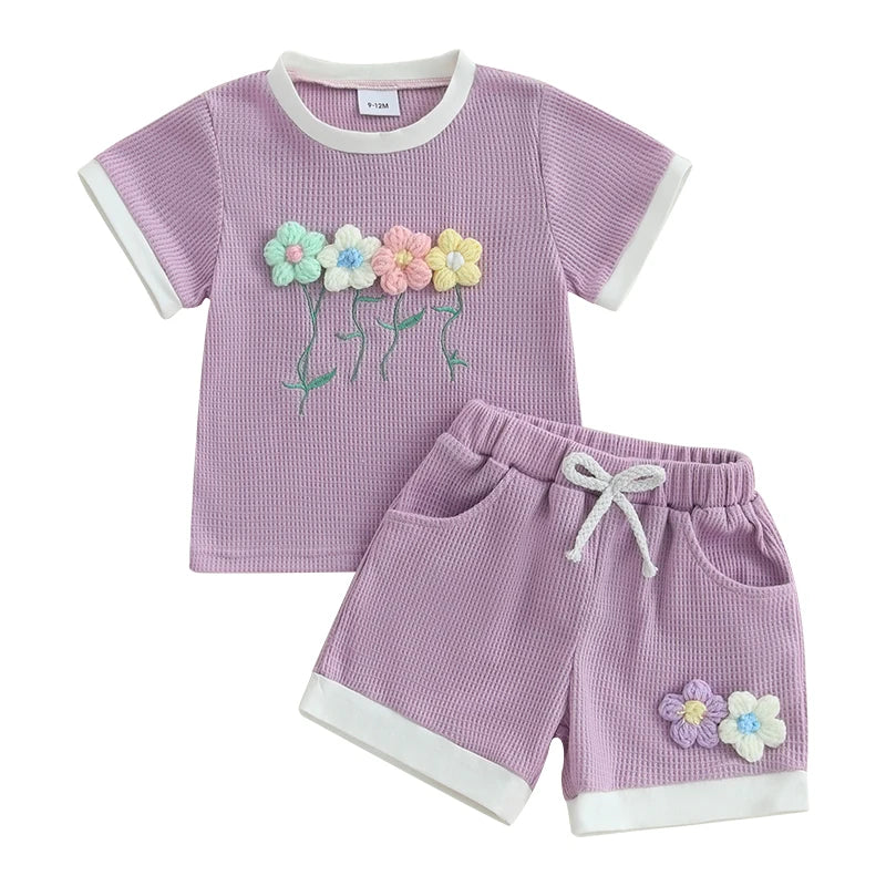 Toddler Girl Floral Set – Summer Top &amp; Shorts