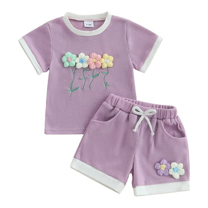 Toddler Girl Floral Set – Summer Top &amp; Shorts