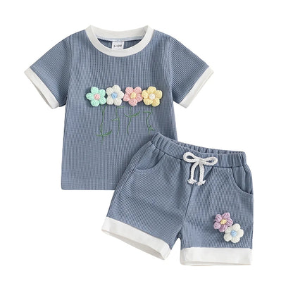 Toddler Girl Floral Set – Summer Top &amp; Shorts