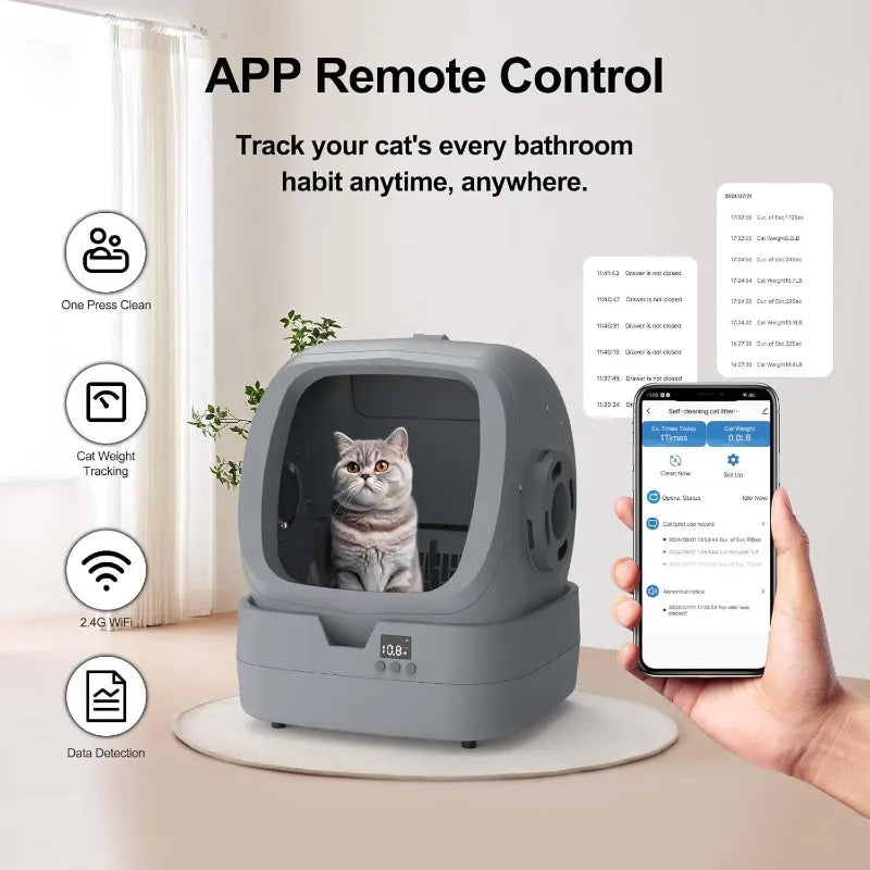 Smart Self-Cleaning Litter Box – APP &amp; Weight Monitor